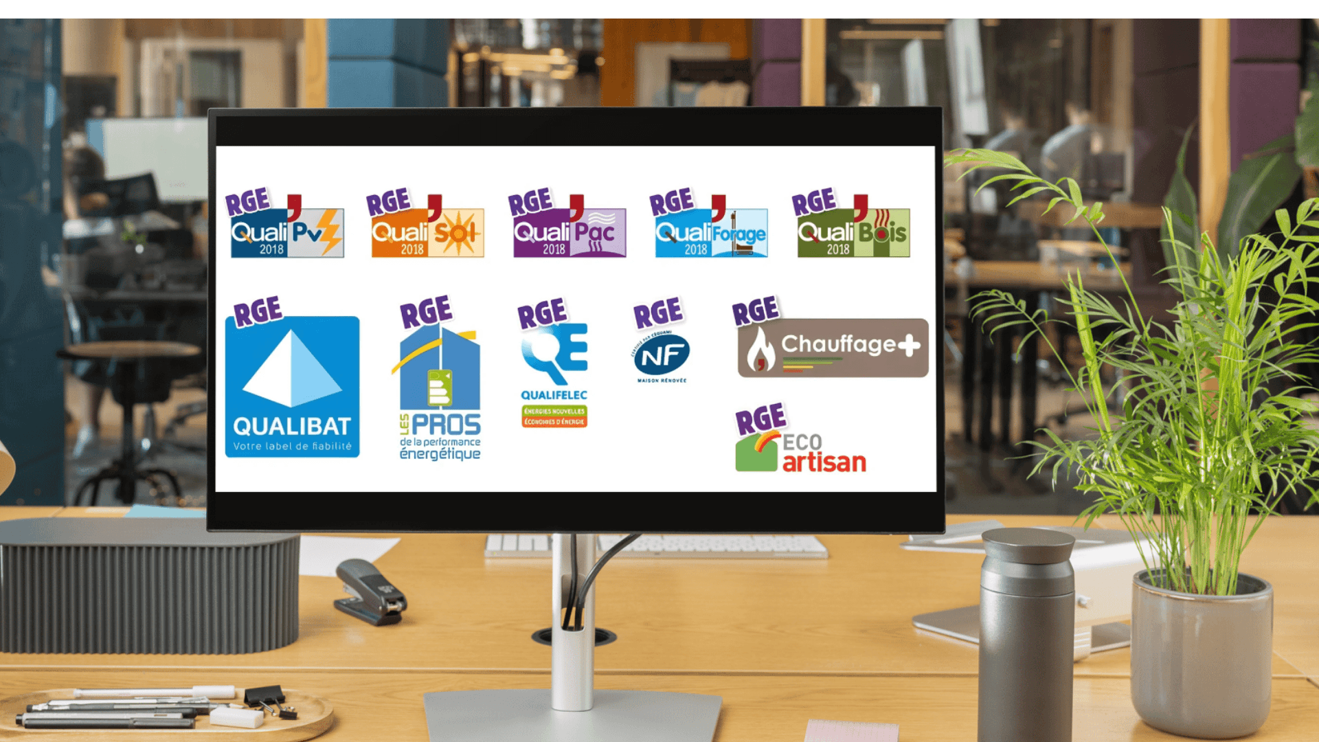 Un écran d'ordinateur qui affiche les différentes certifications RGE des artisans à Libourne