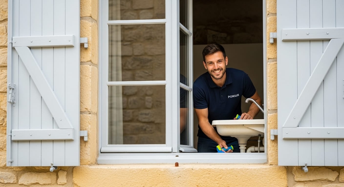 Un plombier répare un vasque à saint-emilion